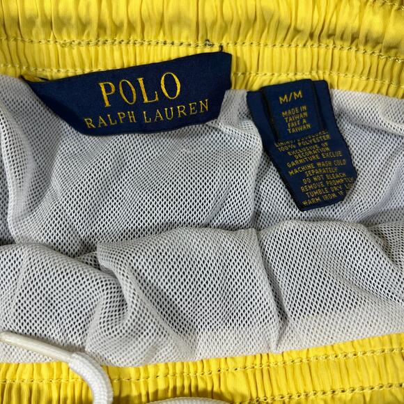 Polo Ralph Lauren Navy Yellow Lined Swim Trunks Bathing Suit Boardshorts Men M - Picture 7 of 9